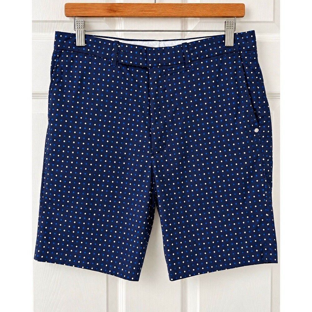 RLX Ralph Lauren Men’s Blue Polka Dot Chino Shorts Classic Fit Stretch 9in